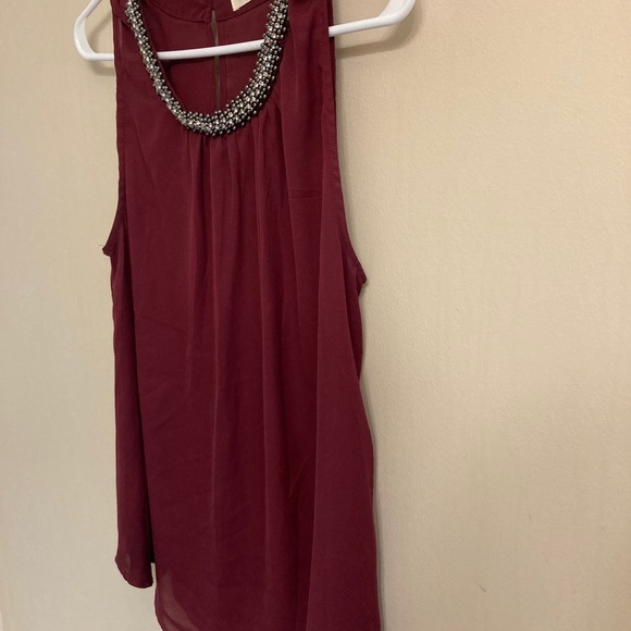 Elodie Maroon Beaded Sleeveless Blouse XL - Picture 8 of 8